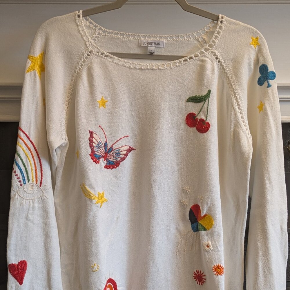 Johnny Was Embroidered Sweater